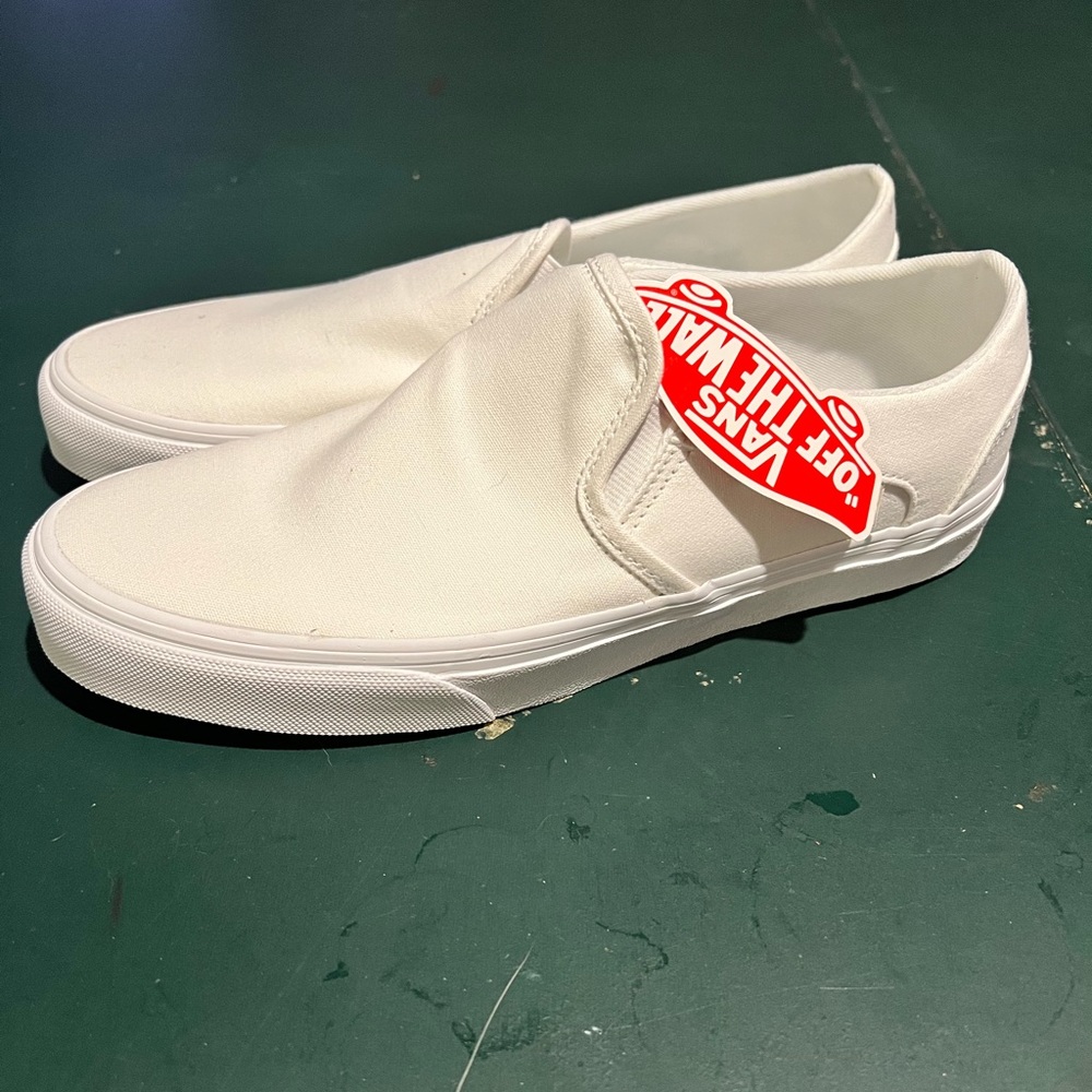 White slip on vans